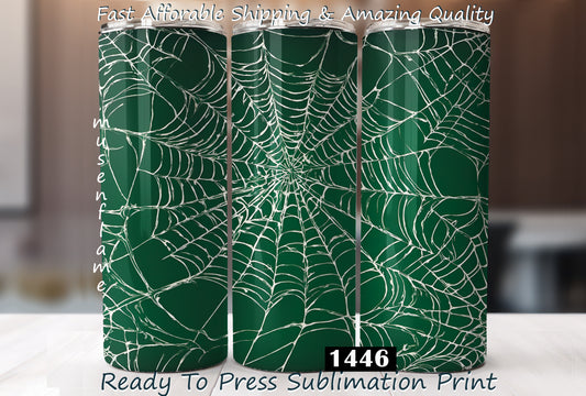 Green Spiderweb, RTP Sublimation Tumbler Wrap, 30 oz, 20 oz, 15oz, 12 oz, Sublimation Print