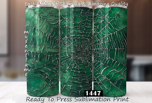 Green Spiderweb, RTP Sublimation Tumbler Wrap, 30 oz, 20 oz, 15oz, 12 oz, Sublimation Print