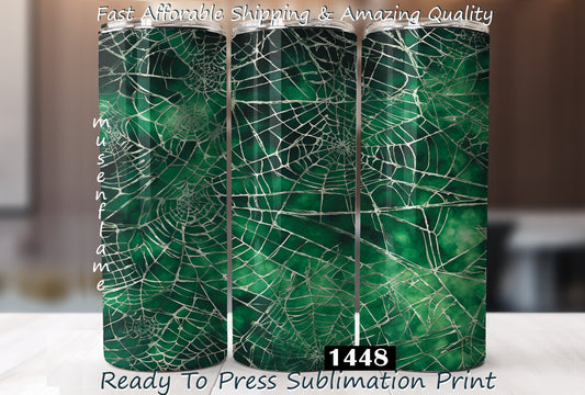 Green Spiderweb, RTP Sublimation Tumbler Wrap, 30 oz, 20 oz, 15oz, 12 oz, Sublimation Print