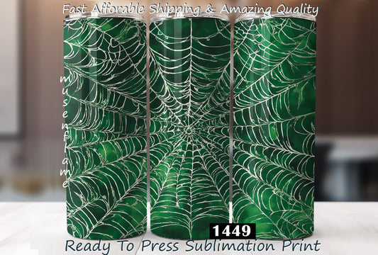 Green Spiderweb, RTP Sublimation Tumbler Wrap, 30 oz, 20 oz, 15oz, 12 oz, Sublimation Print