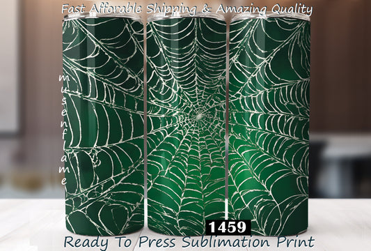 Green Spiderweb, RTP Sublimation Tumbler Wrap, 30 oz, 20 oz, 15oz, 12 oz, Sublimation Print