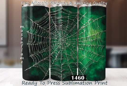 Green Spiderweb, RTP Sublimation Tumbler Wrap, 30 oz, 20 oz, 15oz, 12 oz, Sublimation Print