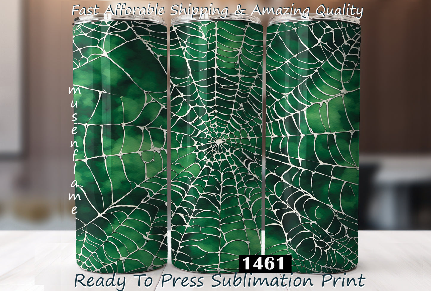 Green Spiderweb, RTP Sublimation Tumbler Wrap, 30 oz, 20 oz, 15oz, 12 oz, Sublimation Print