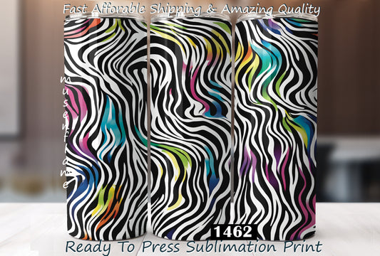 Rainbow Zebra Print, RTP Sublimation Tumbler Wrap, 30 oz, 20 oz, 15oz, 12 oz, Sublimation Print