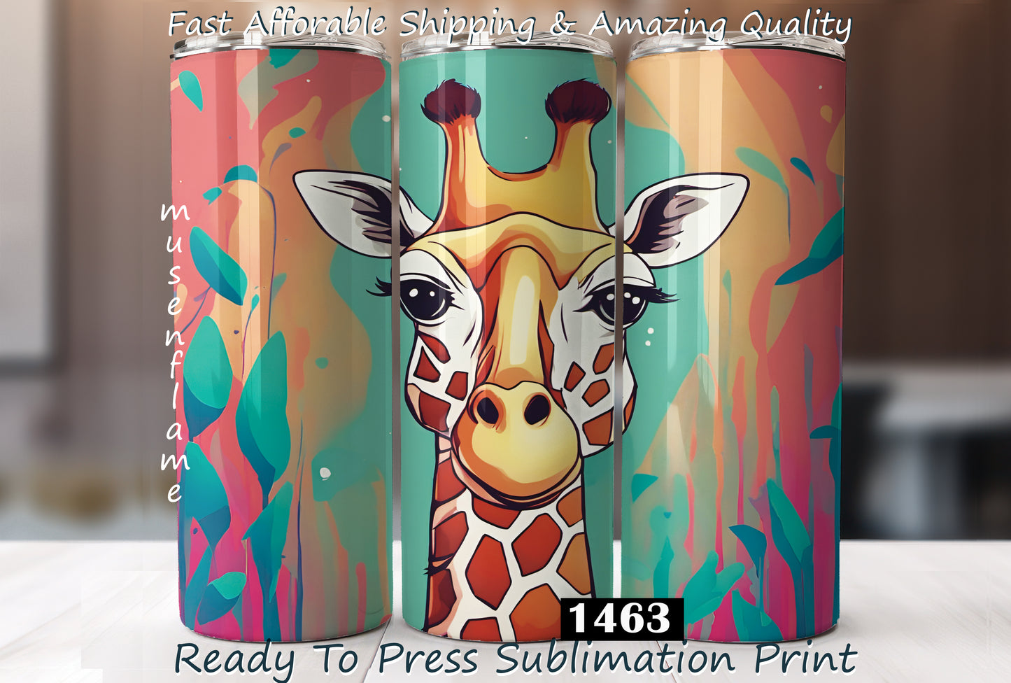 Giraffe, RTP Sublimation Tumbler Wrap, 30 oz, 20 oz, 15oz, 12 oz, Sublimation Print