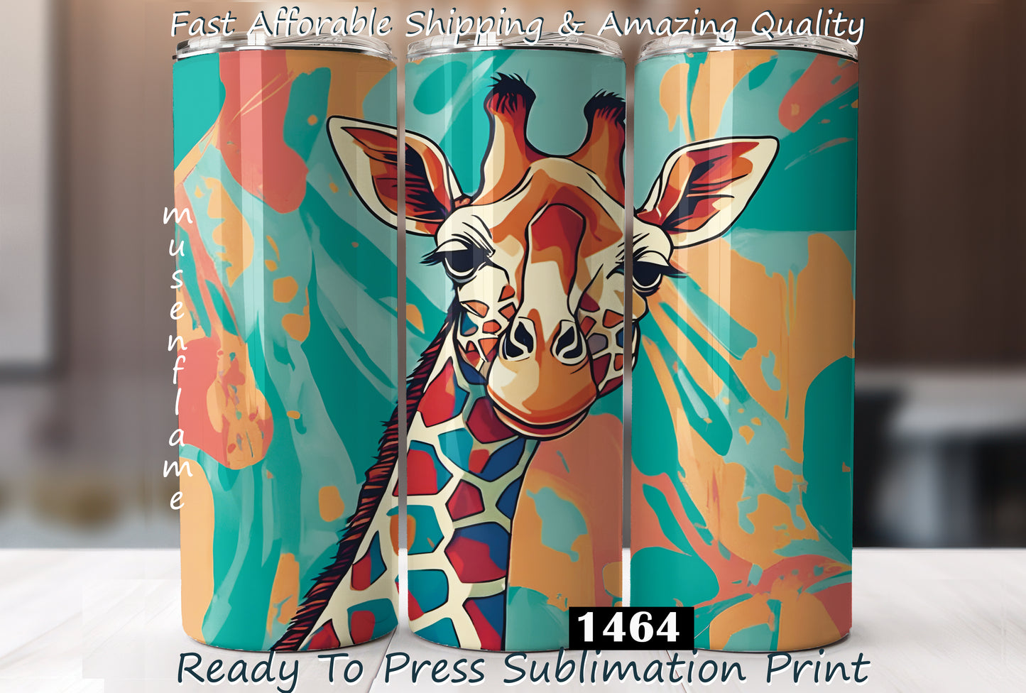 Giraffe, RTP Sublimation Tumbler Wrap, 30 oz, 20 oz, 15oz, 12 oz, Sublimation Print