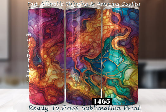 Rainbow Alcohol Ink, RTP Sublimation Tumbler Wrap, 30 oz, 20 oz, 15oz, 12 oz, Sublimation Print