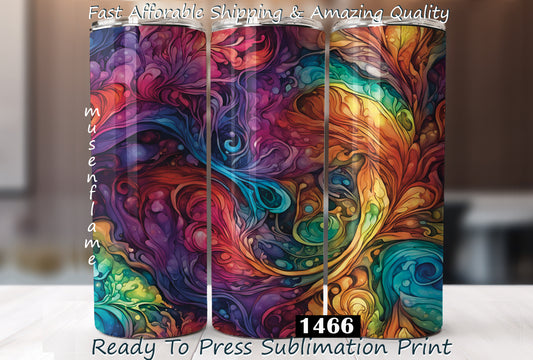 Rainbow Alcohol Ink, RTP Sublimation Tumbler Wrap, 30 oz, 20 oz, 15oz, 12 oz, Sublimation Print