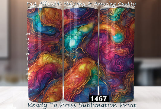 Rainbow Alcohol Ink, RTP Sublimation Tumbler Wrap, 30 oz, 20 oz, 15oz, 12 oz, Sublimation Print