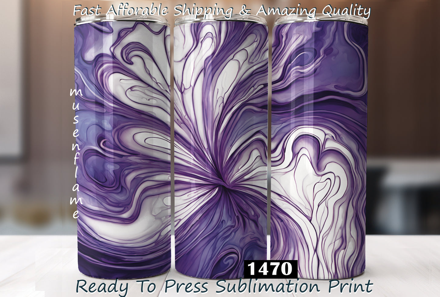 Purple Alcohol Ink, RTP Sublimation Tumbler Wrap, 30 oz, 20 oz, 15oz, 12 oz, Sublimation Print