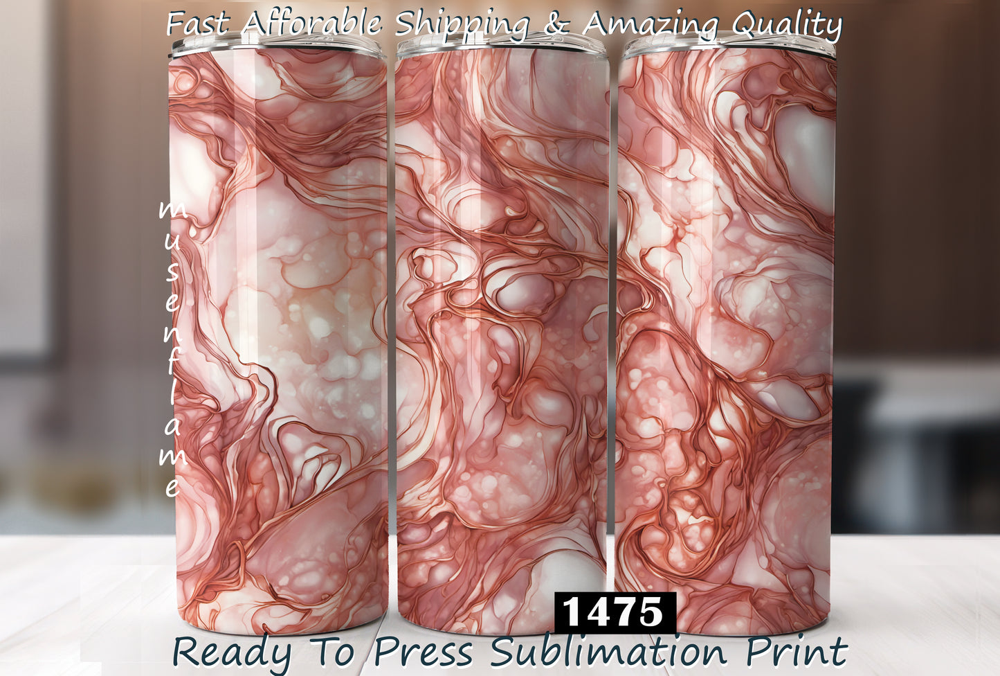 Rose Gold Alcohol Ink, RTP Sublimation Tumbler Wrap, 30 oz, 20 oz, 15oz, 12 oz, Sublimation Print