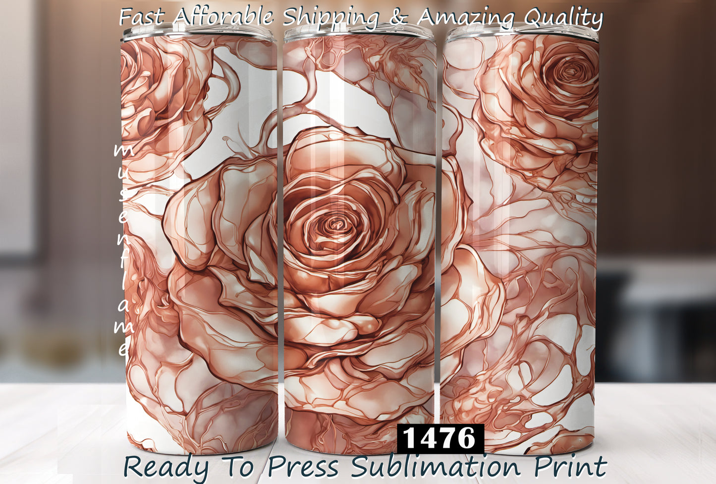 Rose Gold, RTP Sublimation Tumbler Wrap, 30 oz, 20 oz, 15oz, 12 oz, Sublimation Print