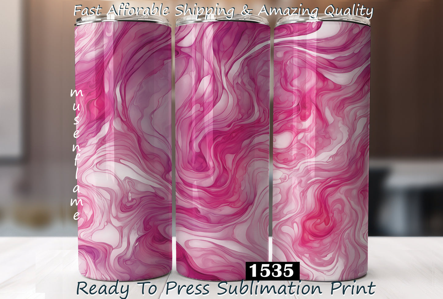 Pink Alcohol Ink, RTP Sublimation Tumbler Wrap, 30 oz, 20 oz, 15oz, 12 oz, Sublimation Print