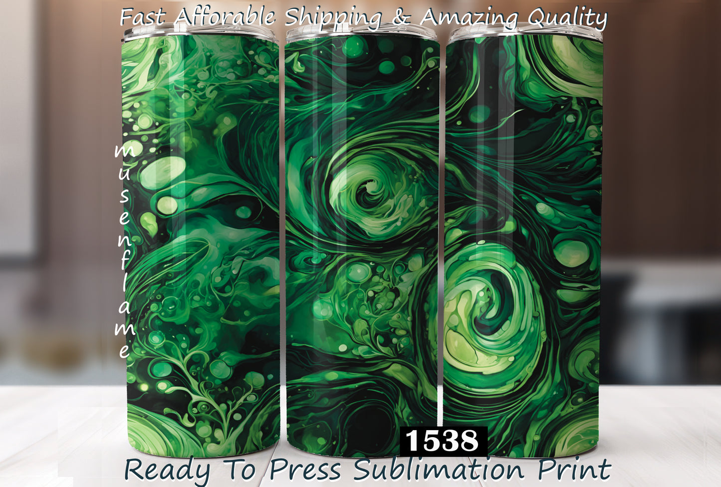 Green Alcohol Ink, RTP Sublimation Tumbler Wrap, 30 oz, 20 oz, 15oz, 12 oz, Sublimation Print