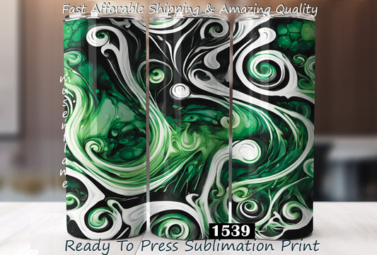 Green Alcohol Ink, RTP Sublimation Tumbler Wrap, 30 oz, 20 oz, 15oz, 12 oz, Sublimation Print