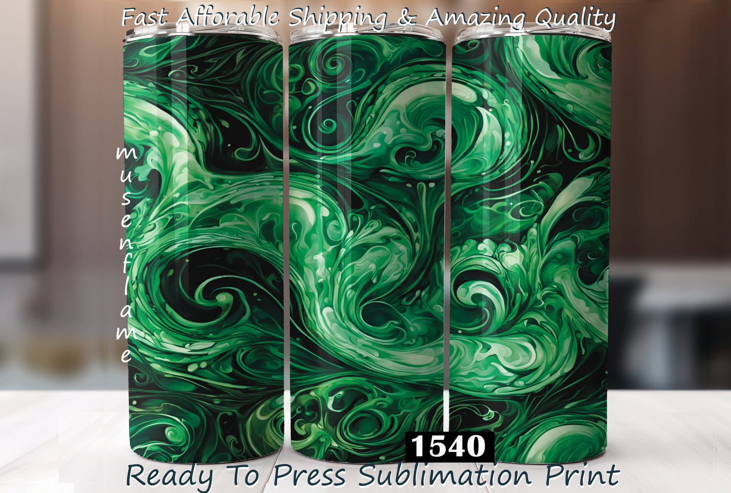 Green Alcohol Ink, RTP Sublimation Tumbler Wrap, 30 oz, 20 oz, 15oz, 12 oz, Sublimation Print