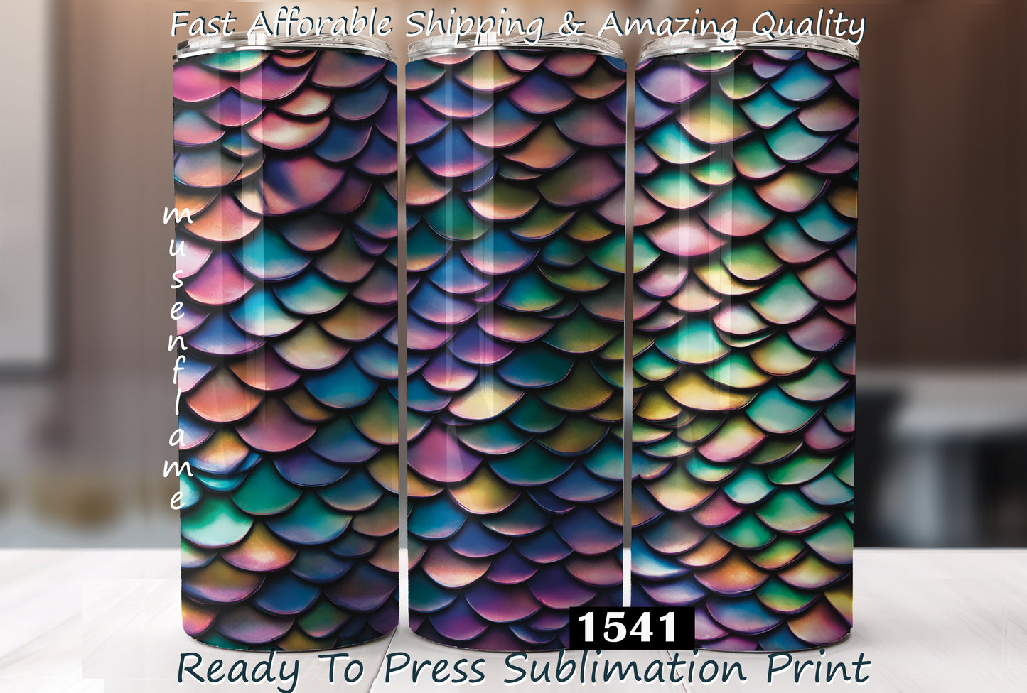 Mermaid Scales, RTP Sublimation Tumbler Wrap, 30 oz, 20 oz, 15oz, 12 oz, Sublimation Print