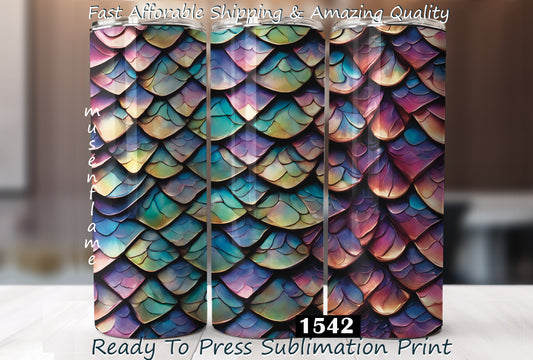 Mermaid Scales, RTP Sublimation Tumbler Wrap, 30 oz, 20 oz, 15oz, 12 oz, Sublimation Print