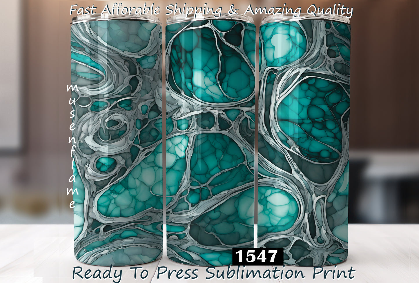 Blue and Grey Alcohol Ink, RTP Sublimation Tumbler Wrap, 30 oz, 20 oz, 15oz, 12 oz, Sublimation Print