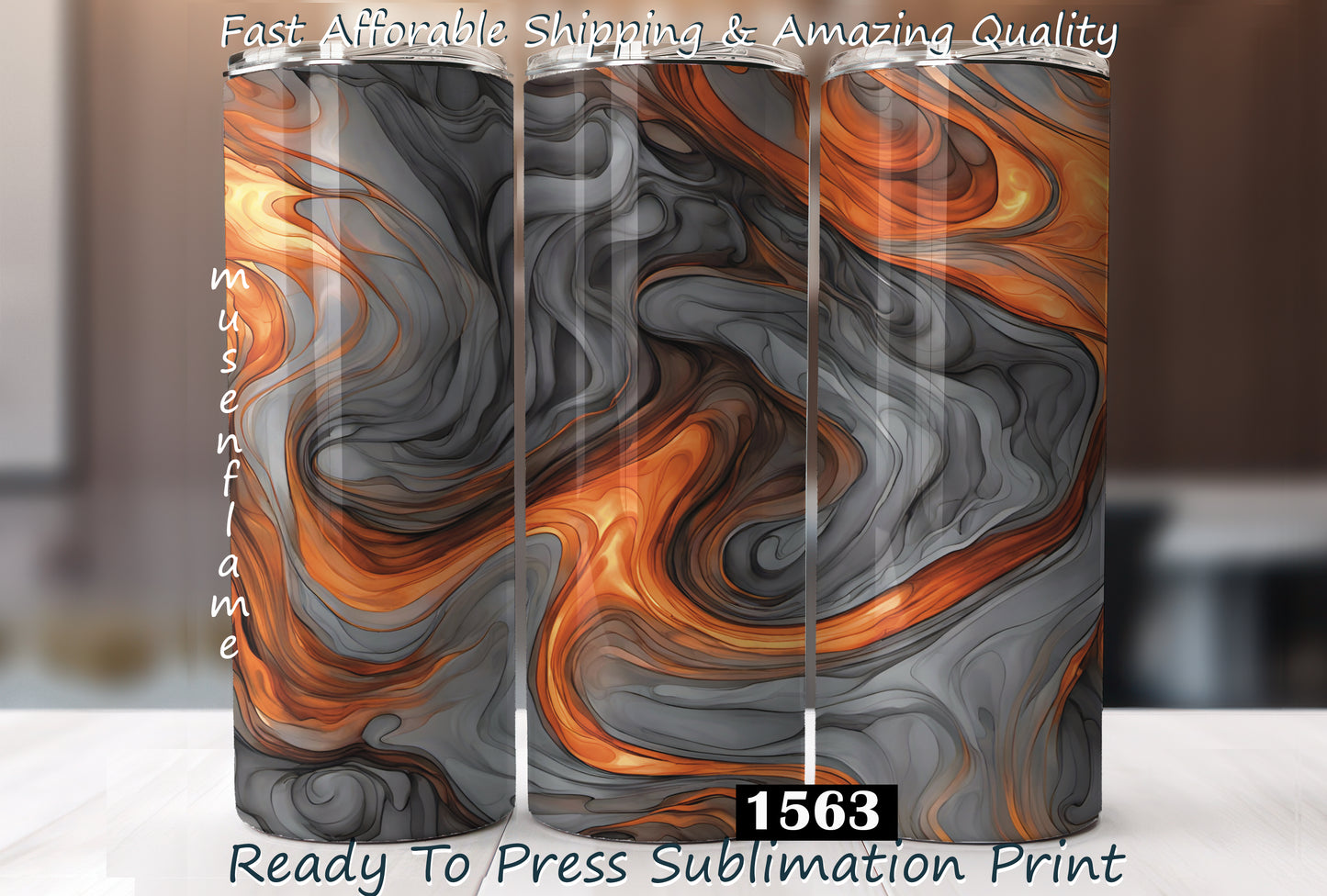 Grey Orange Alcohol Ink, RTP Sublimation Tumbler Wrap, 30 oz, 20 oz, 15oz, 12 oz, Sublimation Print