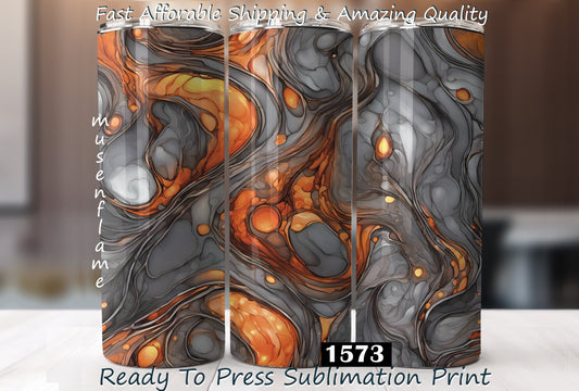 Grey Orange Alcohol Ink, RTP Sublimation Tumbler Wrap, 30 oz, 20 oz, 15oz, 12 oz, Sublimation Print