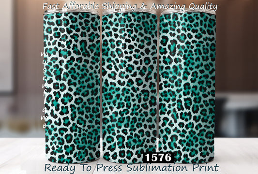 Blue Leopard Print, RTP Sublimation Tumbler Wrap, 30 oz, 20 oz, 15oz, 12 oz, Sublimation Print