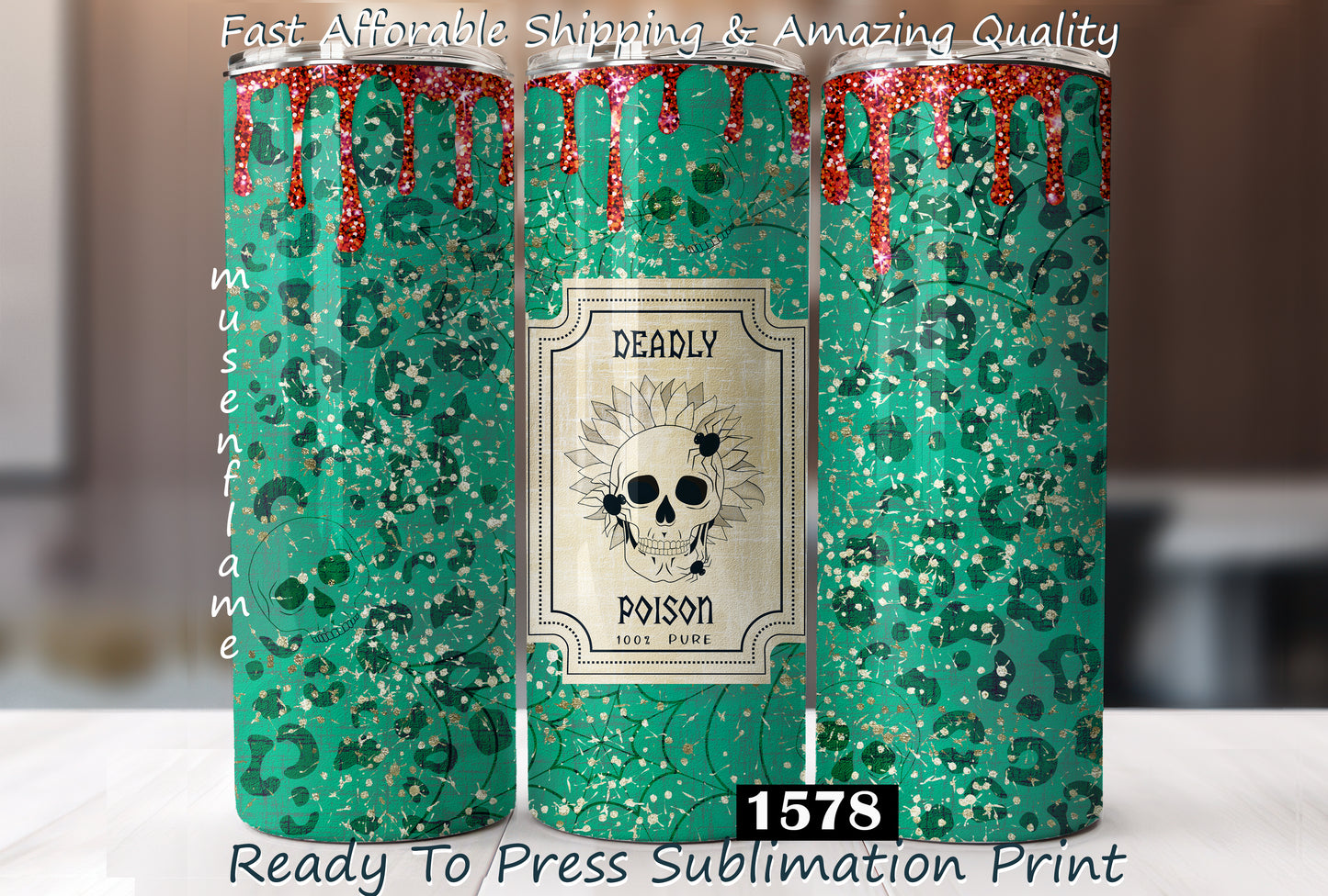 Deadly Poison, RTP Sublimation Tumbler Wrap, 30 oz, 20 oz, 15oz, 12 oz, Sublimation Print