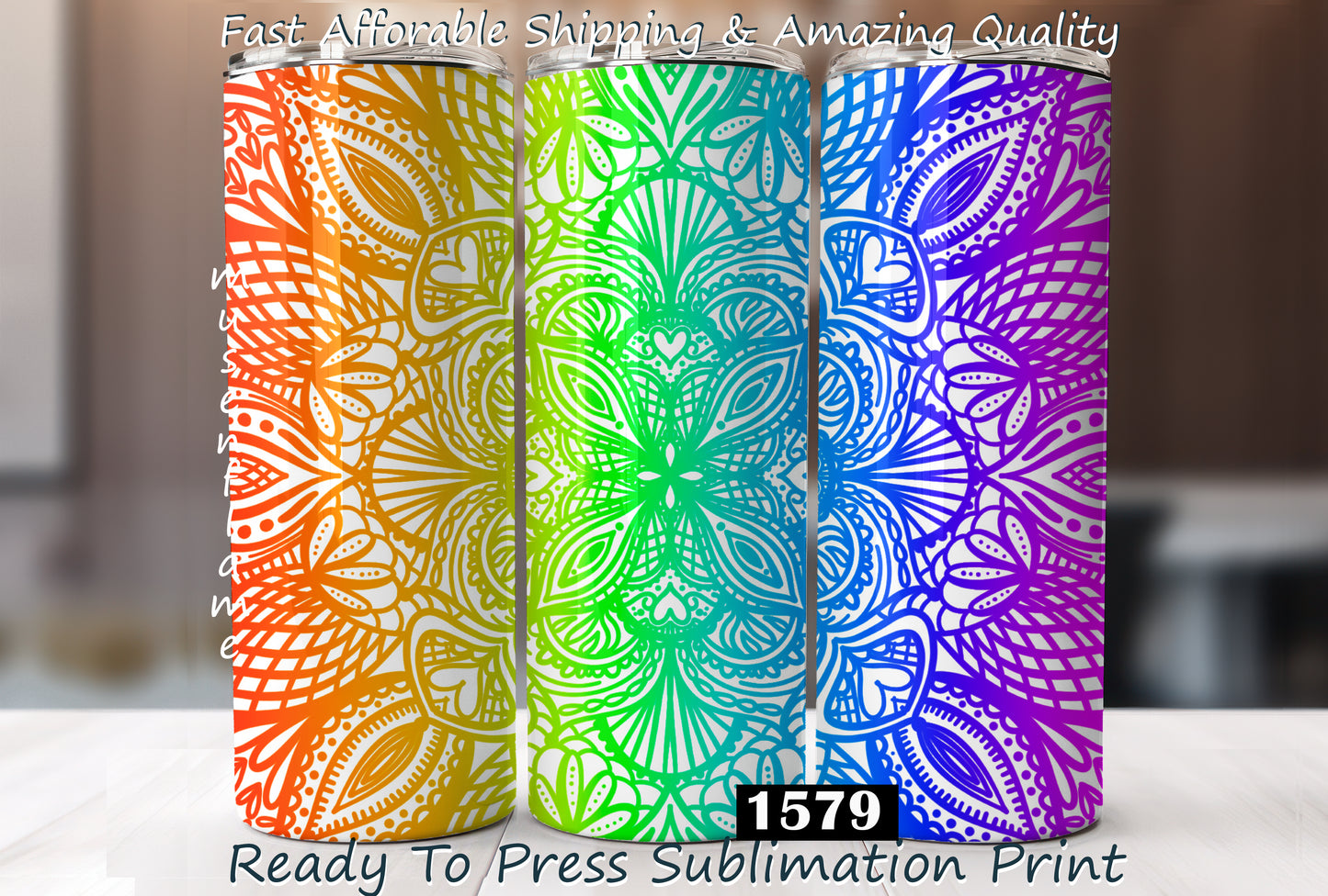 Rainbow Mandala, RTP Sublimation Tumbler Wrap, 30 oz, 20 oz, 15oz, 12 oz, Sublimation Print