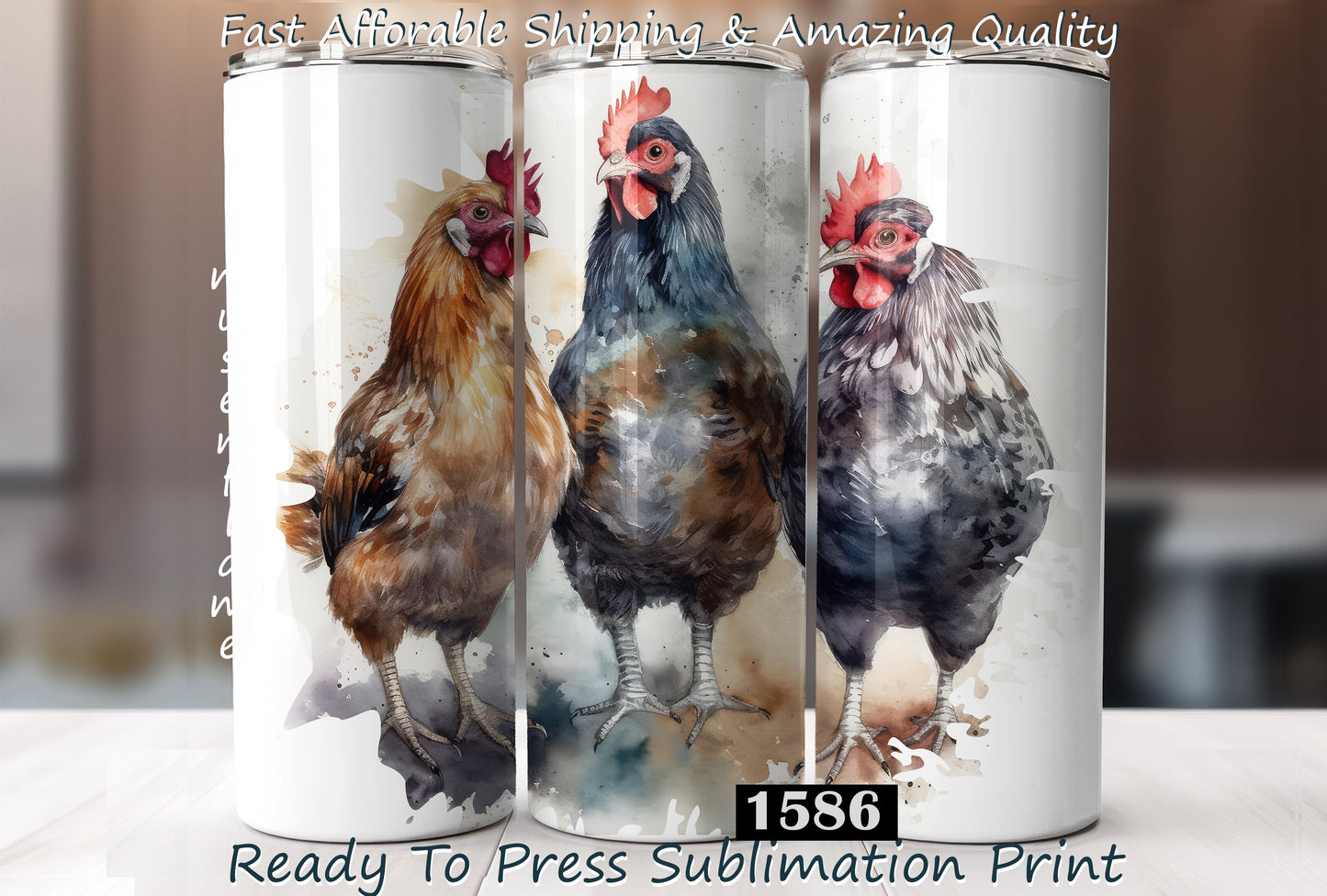 Chickens, RTP Sublimation Tumbler Wrap, 30 oz, 20 oz, 15oz, 12 oz, Sublimation Print