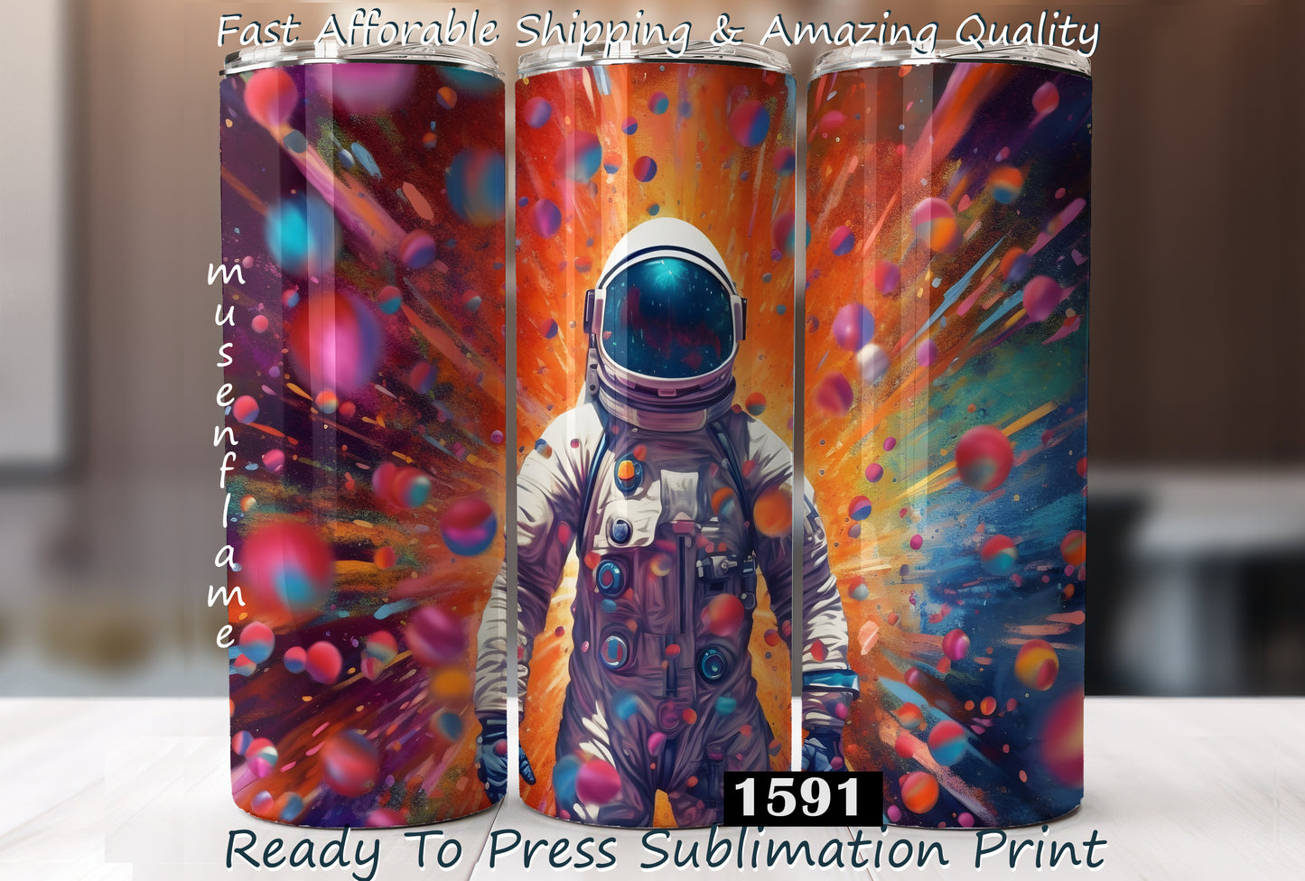 Astronaut, RTP Sublimation Tumbler Wrap, 30 oz, 20 oz, 15oz, 12 oz, Sublimation Print