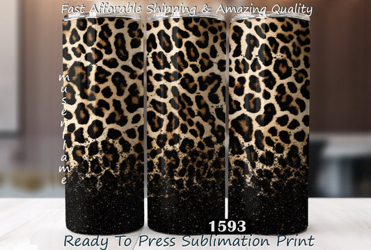 Leopard Print & Glitter, RTP Sublimation Tumbler Wrap, 30 oz, 20 oz, 15oz, 12 oz, Sublimation Print