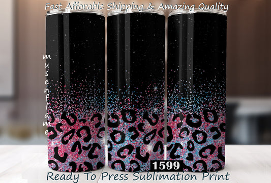 Leopard Print Glitter, RTP Sublimation Tumbler Wrap, 30 oz, 20 oz, 15oz, 12 oz, Sublimation Print