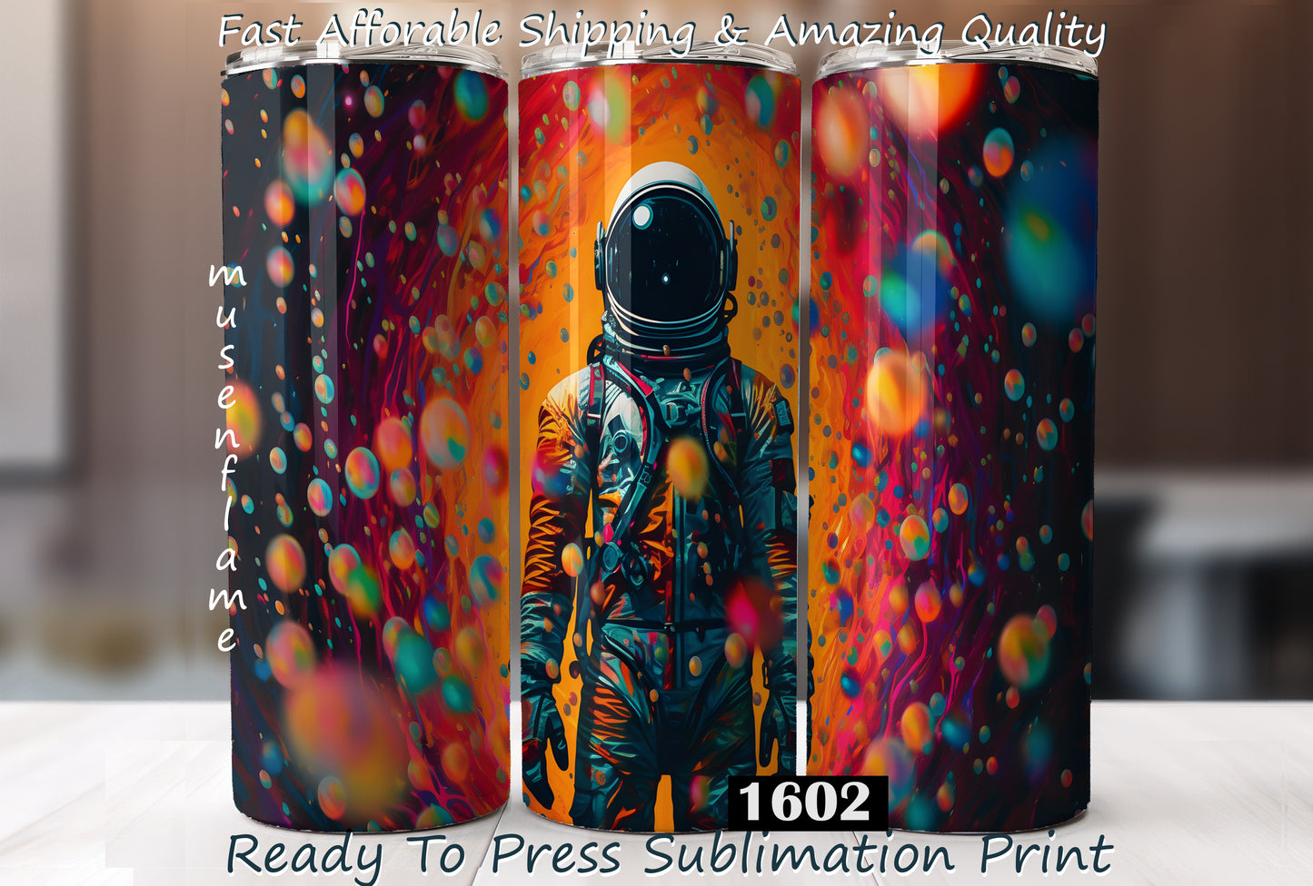 Astronaut, RTP Sublimation Tumbler Wrap, 30 oz, 20 oz, 15oz, 12 oz, Sublimation Print