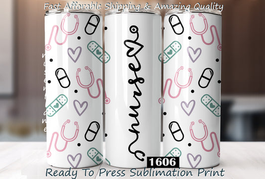 Nurse, RTP Sublimation Tumbler Wrap, 30 oz, 20 oz, 15oz, 12 oz, Sublimation Print