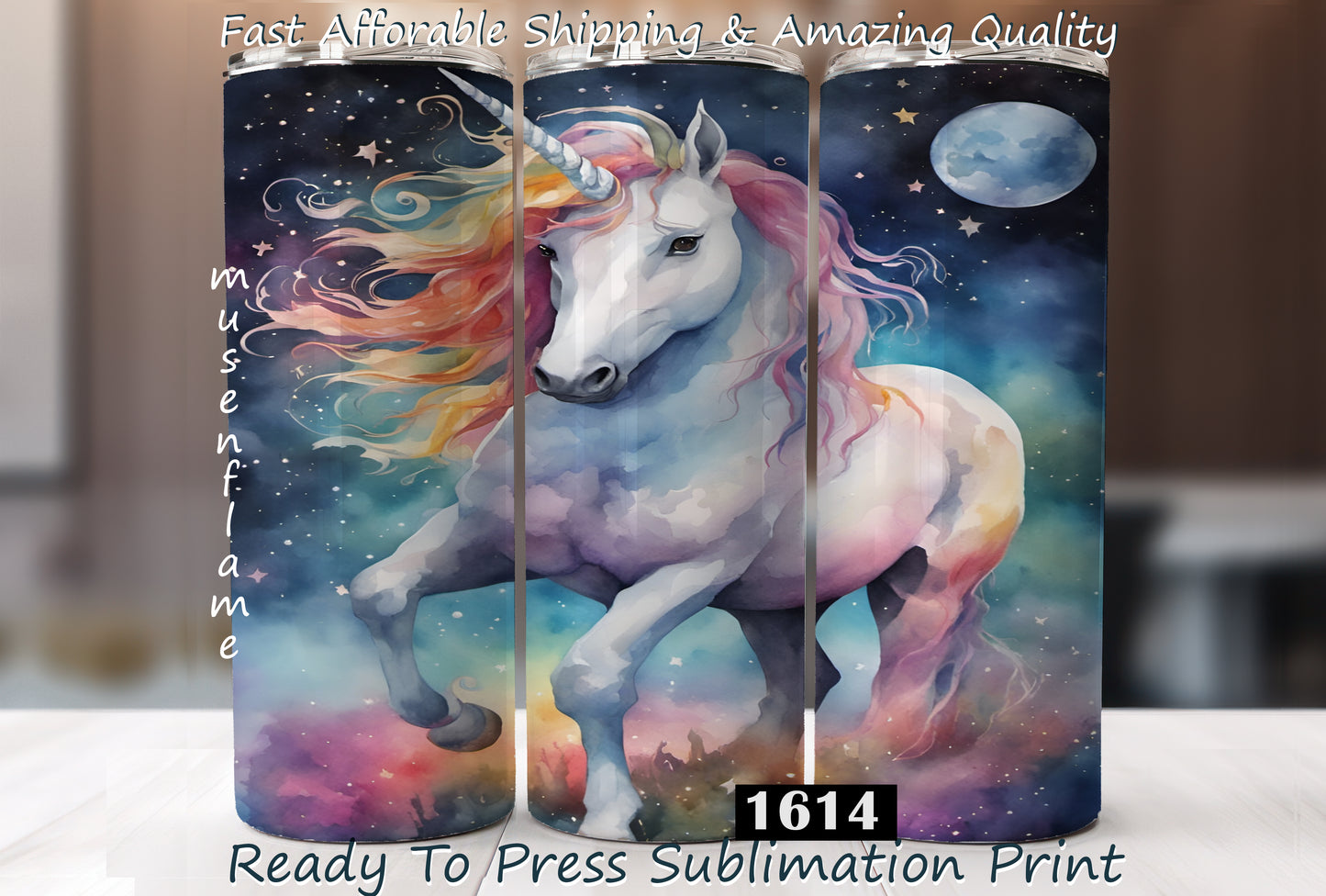 Celestial Unicorn, RTP Sublimation Tumbler Wrap, 30 oz, 20 oz, 15oz, 12 oz, Sublimation Print