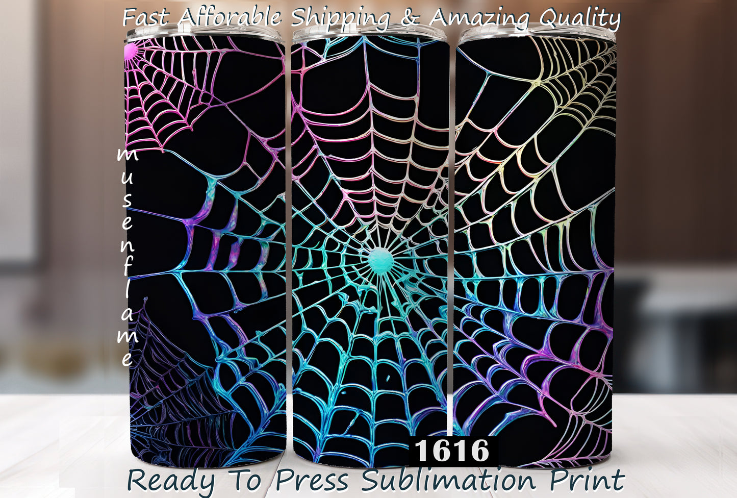 Neon Spiderwebs, RTP Sublimation Tumbler Wrap, 30 oz, 20 oz, 15oz, 12 oz, Sublimation Print