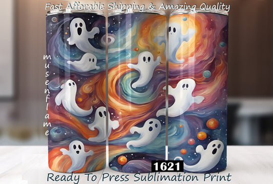 Galaxy Ghosts, RTP Sublimation Tumbler Wrap, 30 oz, 20 oz, 15oz, 12 oz, Sublimation Print