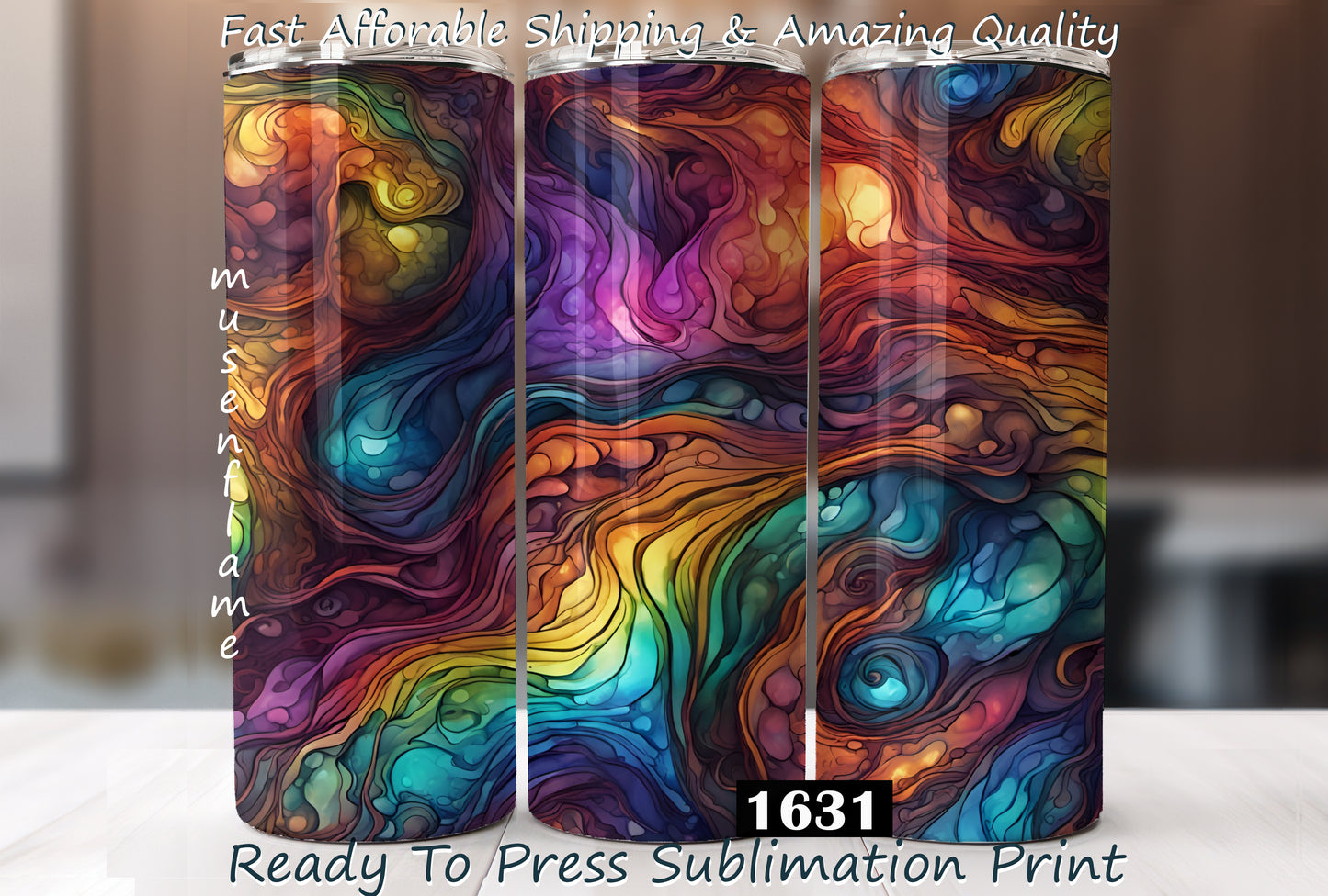 Rainbow Alcohol Ink, RTP Sublimation Tumbler Wrap, 30 oz, 20 oz, 15oz, 12 oz, Sublimation Print