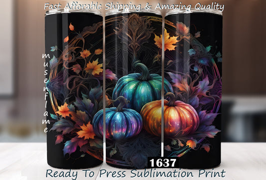 Neon Pumpkins, RTP Sublimation Tumbler Wrap, 30 oz, 20 oz, 15oz, 12 oz, Sublimation Print