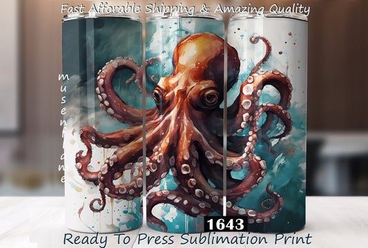 Octopus, RTP Sublimation Tumbler Wrap, 30 oz, 20 oz, 15oz, 12 oz, Sublimation Print