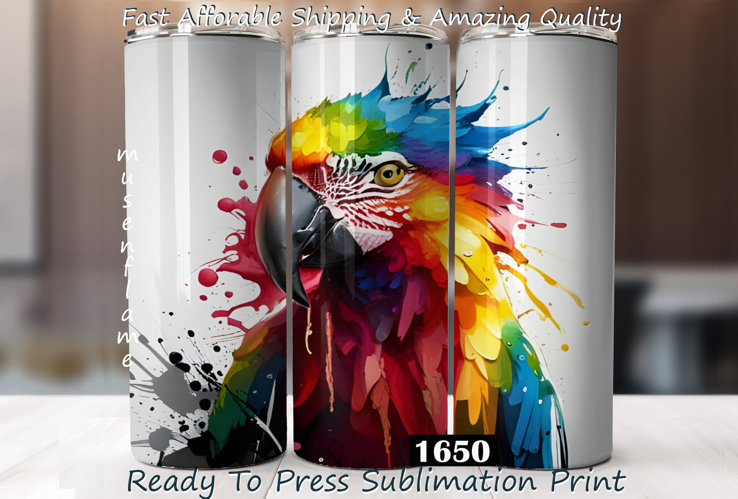 Colorful Parrot, RTP Sublimation Tumbler Wrap, 30 oz, 20 oz, 15oz, 12 oz, Sublimation Print