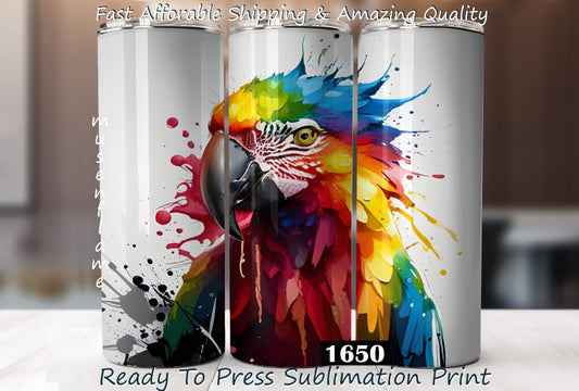 Colorful Parrot, RTP Sublimation Tumbler Wrap, 30 oz, 20 oz, 15oz, 12 oz, Sublimation Print