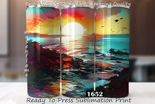 Beach Sunrise, RTP Sublimation Tumbler Wrap, 30 oz, 20 oz, 15oz, 12 oz, Sublimation Print