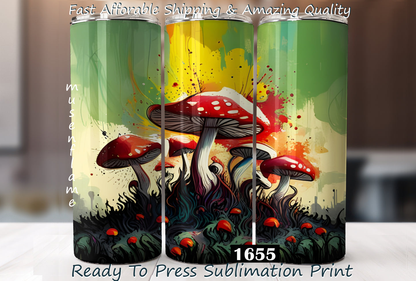 Mushrooms, RTP Sublimation Tumbler Wrap, 30 oz, 20 oz, 15oz, 12 oz, Sublimation Print