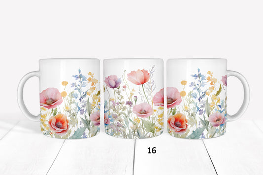 Wildflowers, RTP Sublimation Coffee Cup Wrap, Mug Wrap, 15oz, 12oz, 11oz, Sublimation Print