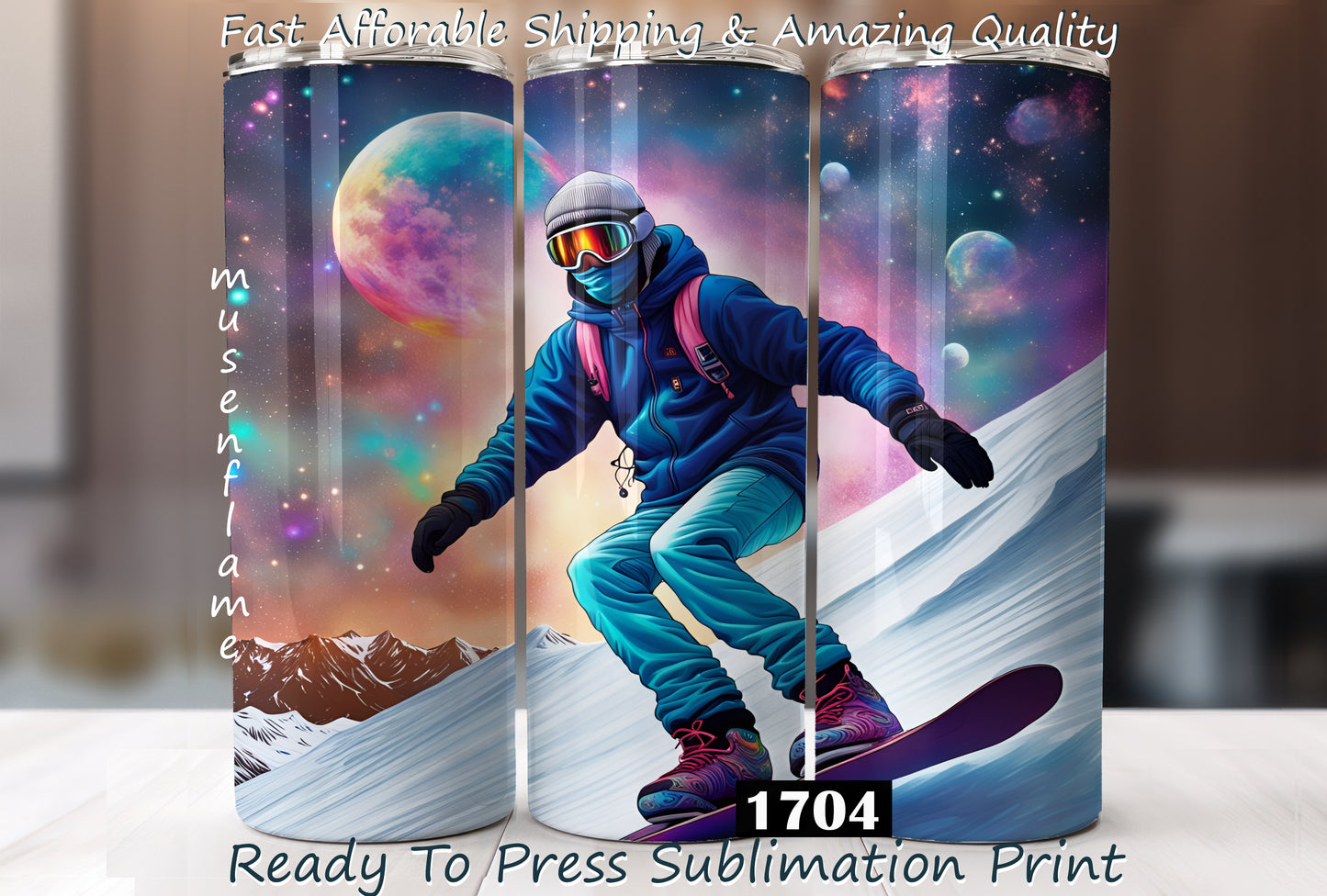 Snowboarder, RTP Sublimation Tumbler Wrap, 30 oz, 20 oz, 15oz, 12 oz, Sublimation Print