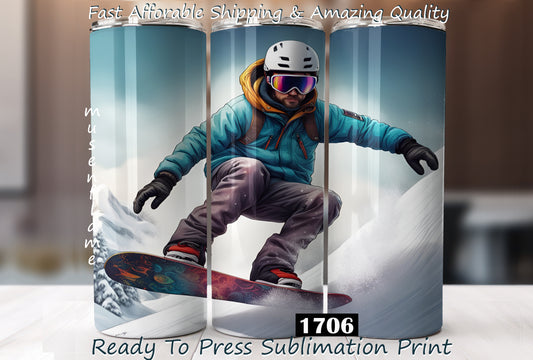 Snowboarder, RTP Sublimation Tumbler Wrap, 30 oz, 20 oz, 15oz, 12 oz, Sublimation Print