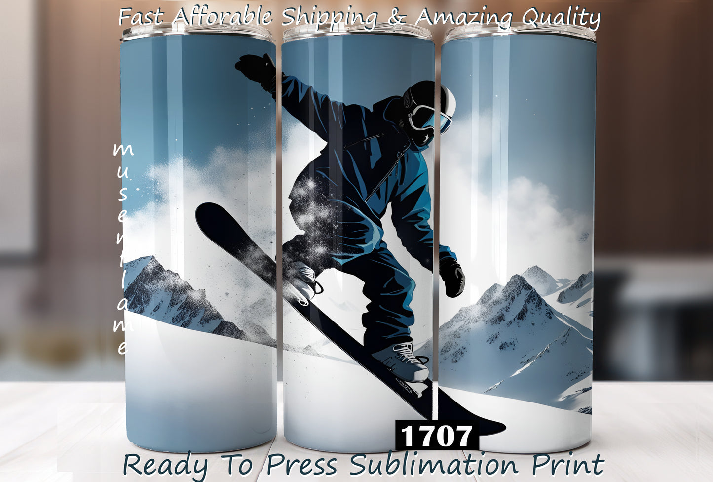 Snowboarder, RTP Sublimation Tumbler Wrap, 30 oz, 20 oz, 15oz, 12 oz, Sublimation Print