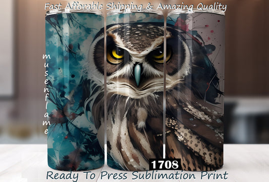 Owl, RTP Sublimation Tumbler Wrap, 30 oz, 20 oz, 15oz, 12 oz, Sublimation Print