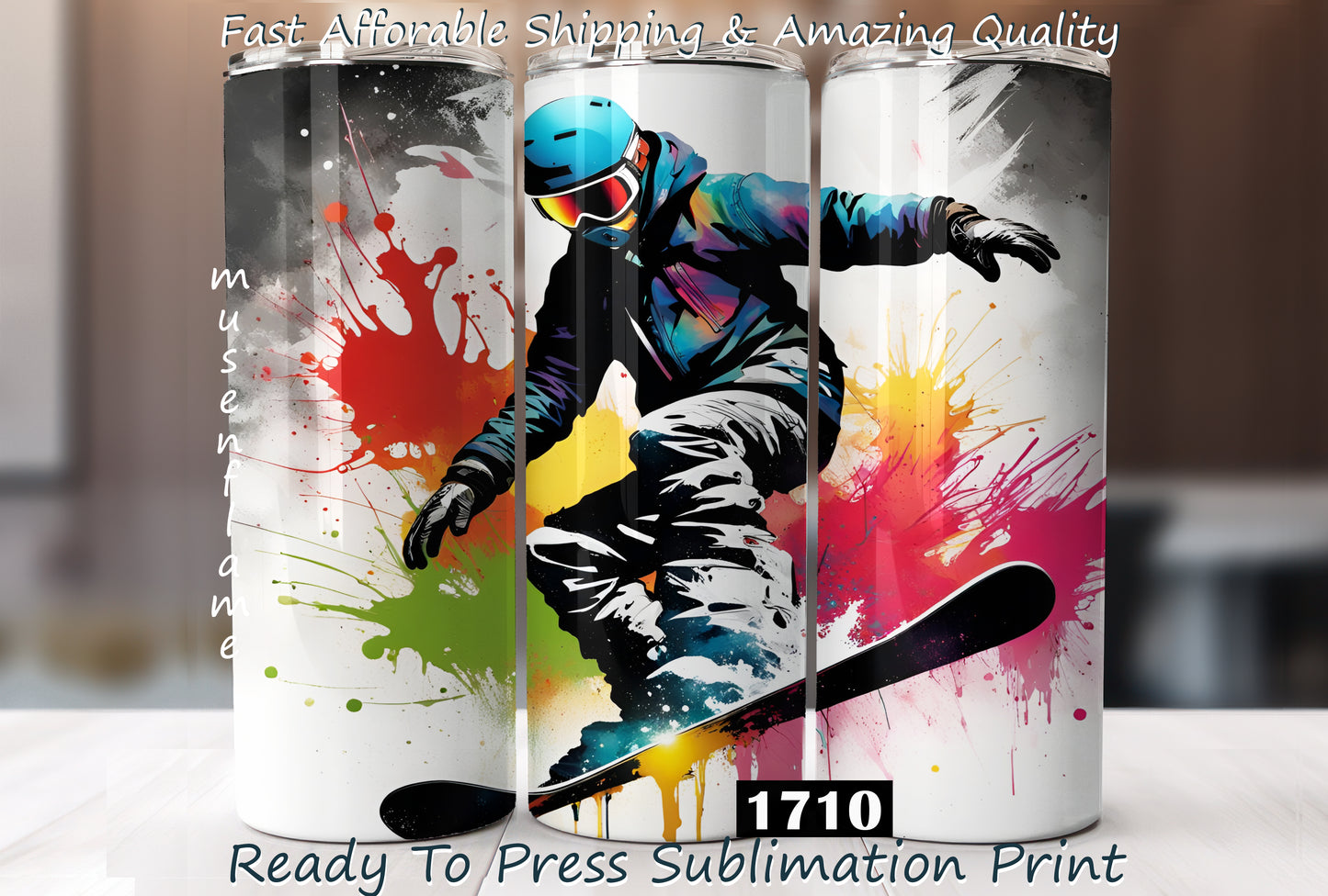 Snowboarder, RTP Sublimation Tumbler Wrap, 30 oz, 20 oz, 15oz, 12 oz, Sublimation Print